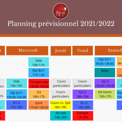 Planning prévisionnel 2021/22